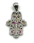 14K White Gold & Gemstones Diamond Khamsa Ornate Necklace